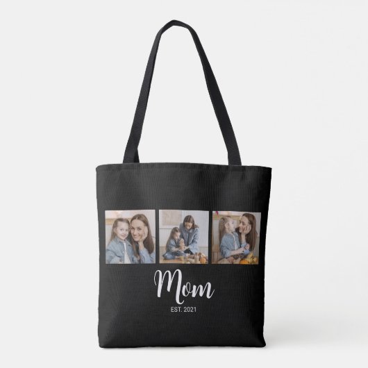 Moeder Gevestigd Script Black 3 Foto Tote Bag (Achterkant)