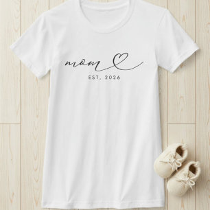 Moeder Gevestigd Script & Hart Nieuw Moeder Cadeau T-shirt