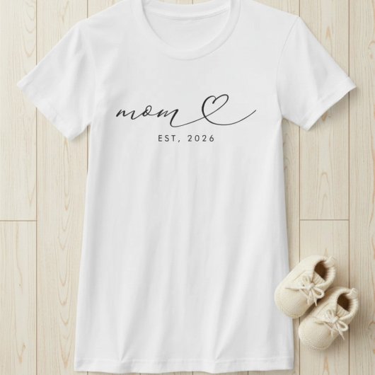 Moeder Gevestigd Script & Hart Nieuw Moeder Cadeau T-shirt