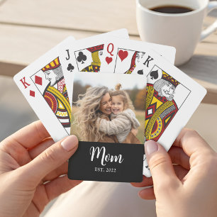 Moeder Gevestigd Script Tekst Zwarte Foto Pokerkaarten