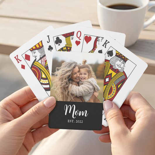 Moeder Gevestigd Script Tekst Zwarte Foto Pokerkaarten