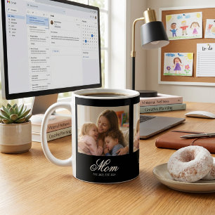 Moeder Gevestigd Script Wit 3 Foto Koffiemok