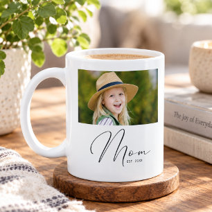 Moeder Gevestigd Script Wit Foto Nieuw Moeder Koffiemok