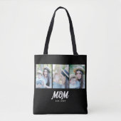 Moeder Gevestigd Script Zwart 3 Foto Boodschappent Tote Bag (Voorkant)