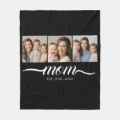 Moeder Gevestigd Script Zwart 3 Foto Collage Fleece Deken (Voorkant)