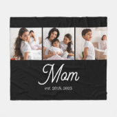 Moeder Gevestigd Script Zwart 3 Foto Fleece Deken (Voorkant (Horizontaal))