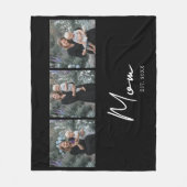 Moeder Gevestigd Script Zwart 3 Foto Fleece Deken (Voorkant)