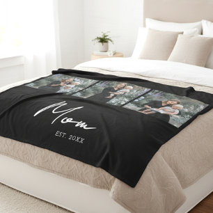 Moeder Gevestigd Script Zwart 3 Foto Fleece Deken