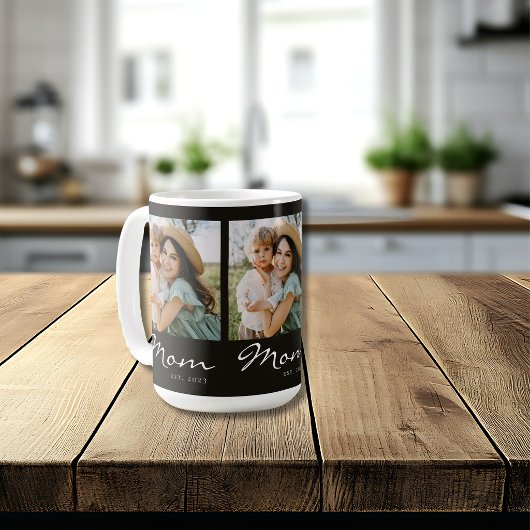 Moeder Gevestigd Script Zwart 3 Foto Koffiemok