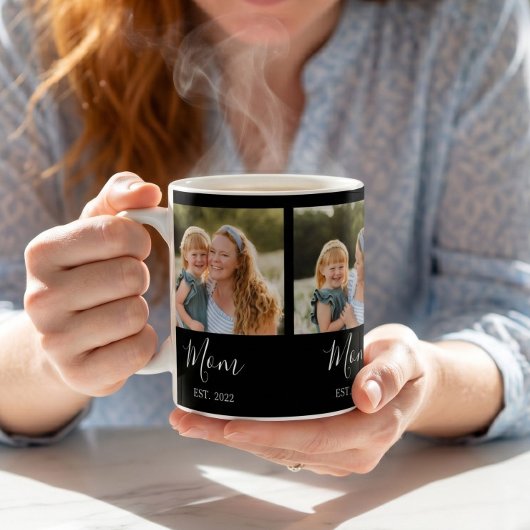 Moeder Gevestigd Script Zwart 3 Foto Koffiemok