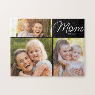 Moeder Gevestigd Script Zwart 3 Foto Legpuzzel