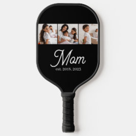 Moeder Gevestigd Script Zwart 3 Foto Pickleball Paddle