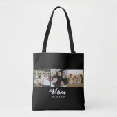 Moeder Gevestigd Script Zwart 3 Foto Tote Bag (Voorkant)