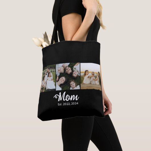 Moeder Gevestigd Script Zwart 3 Foto Tote Bag (Dichtbij)