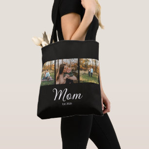 Moeder Gevestigd Script Zwart 3 Foto Tote Bag