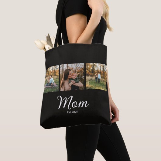 Moeder Gevestigd Script Zwart 3 Foto Tote Bag (Dichtbij)