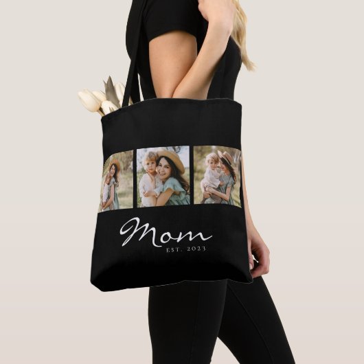 Moeder Gevestigd Script Zwart 3 Foto Tote Bag (Dichtbij)