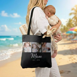 Moeder Gevestigd Script Zwart 3 Foto Tote Bag