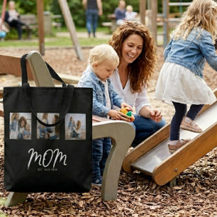 Moeder Gevestigd Script Zwart 3 Foto Tote Bag