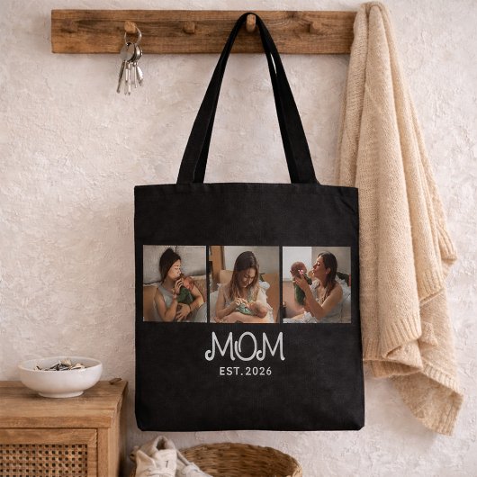 Moeder Gevestigd Script Zwart 3 Foto Tote Bag