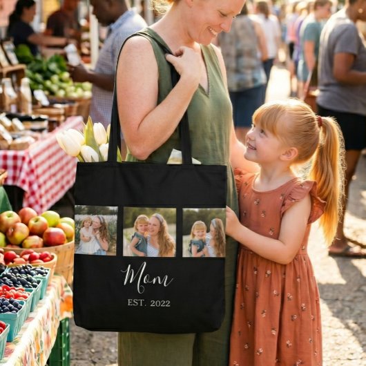 Moeder Gevestigd Script Zwart 3 Foto Tote Bag