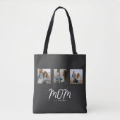 Moeder Gevestigd Script Zwart 3 Foto Tote Bag (Voorkant)