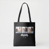 Moeder Gevestigd Script Zwart 3 Foto's Tote Bag (Voorkant)