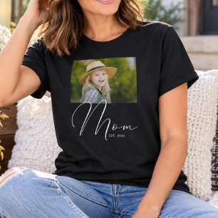 Moeder Gevestigd Script Zwart Foto Nieuw Moeder T-shirt