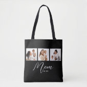 Moeder Gevestigd Script Zwart Foto Tote Bag (Voorkant)