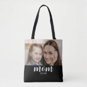 Moeder Gevestigd Script Zwart Foto Tote Bag (Voorkant)