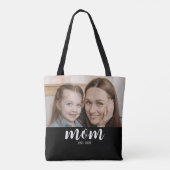 Moeder Gevestigd Script Zwart Foto Tote Bag (Achterkant)