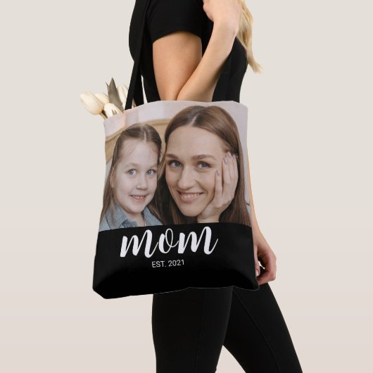 Moeder Gevestigd Script Zwart Foto Tote Bag (Dichtbij)