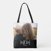 Moeder Gevestigd Script Zwart Foto Tote Bag (Achterkant)