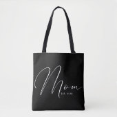 Moeder Gevestigd Script Zwart Nieuwe Moeder Tote Bag (Voorkant)