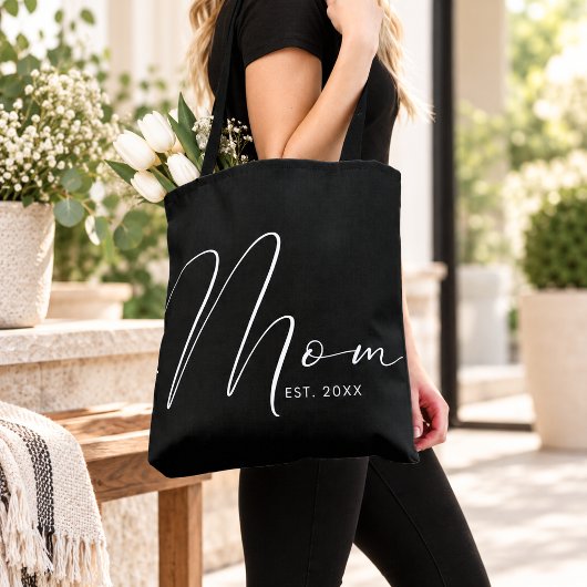 Moeder Gevestigd Script Zwart Nieuwe Moeder Tote Bag