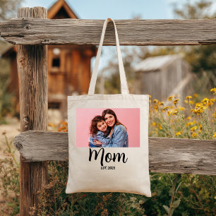 Moeder Gevestigd Script Zwarte Foto Moederdag Mama Tote Bag