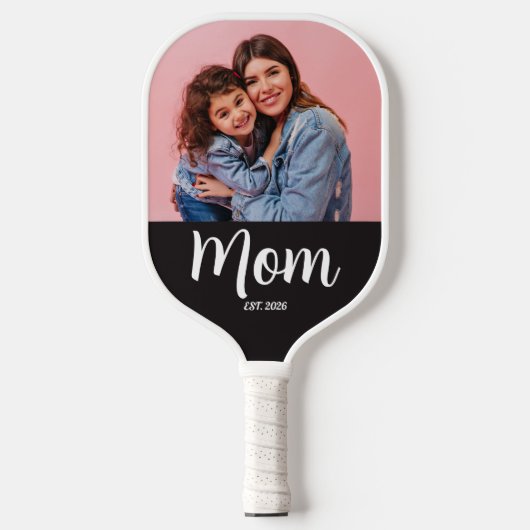 Moeder Gevestigd Script Zwarte Foto Pickleball Paddle (Voorkant)