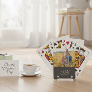 Moeder Gevestigd Script Zwarte Foto Pokerkaarten