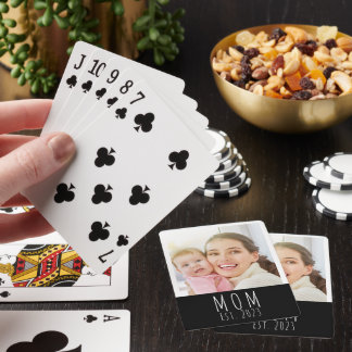Moeder Gevestigd Script Zwarte Foto Pokerkaarten
