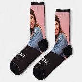 Moeder Gevestigd Script Zwarte Foto Sokken (Links)