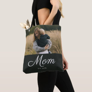 Moeder Gevestigd Script Zwarte Foto Tote Bag