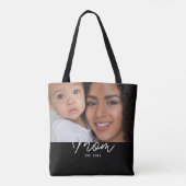 Moeder Gevestigd Script Zwarte Foto Tote Bag (Achterkant)
