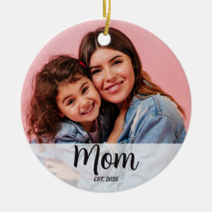 Moeder Gevestigd Zwart Wit Script Foto  Keramisch Ornament