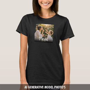 Moeder Gevestigde Foto Aandenken Moderne Typografi T-shirt