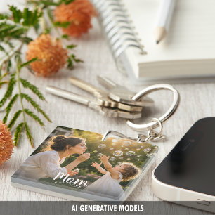 Moeder Gevestigde Fotoherinneringsgeschenk Sleutelhanger