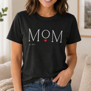 Moeder Gevestigde Hart Typografie Zwart T-shirt
