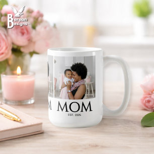 Moeder Gevestigde Klassieke Caps Witte Foto Koffiemok