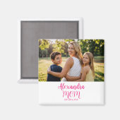 Moeder Gevestigde Roze Script Naam Foto  Magneet (Voorkant / Achterkant)