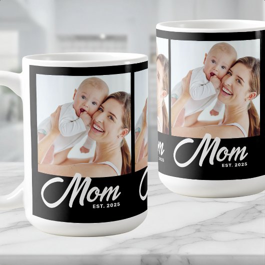 Moeder Gevestigde Script Black 3 Foto Koffiemok