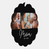 Moeder Gevestigde Script Black 3 Foto Ornament Kaart (Rechts)